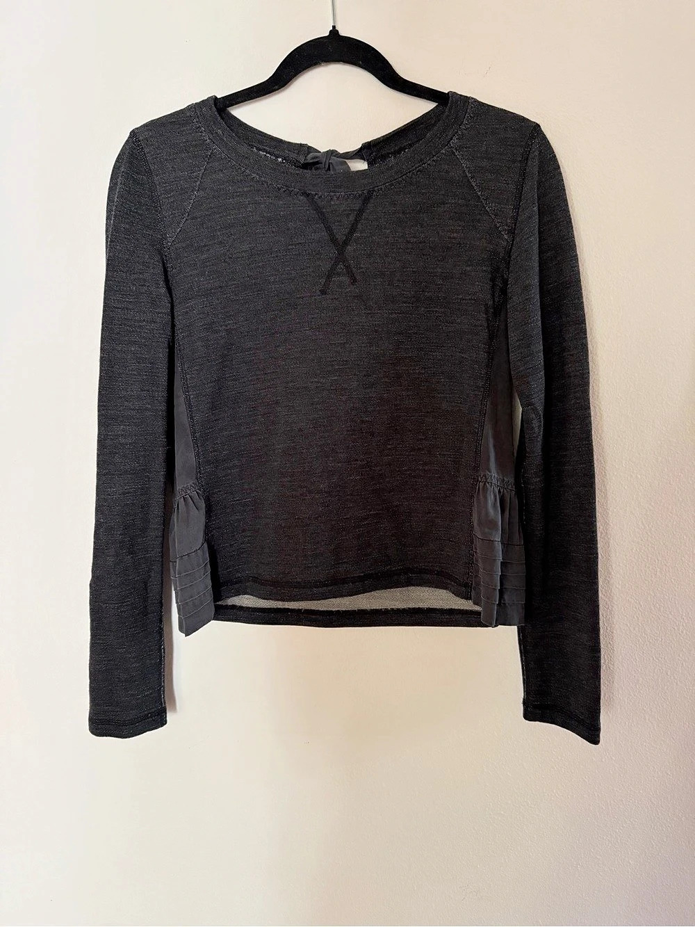 Lululemon Peplum Tie Back Long Sleeve Top Black Balletcore S